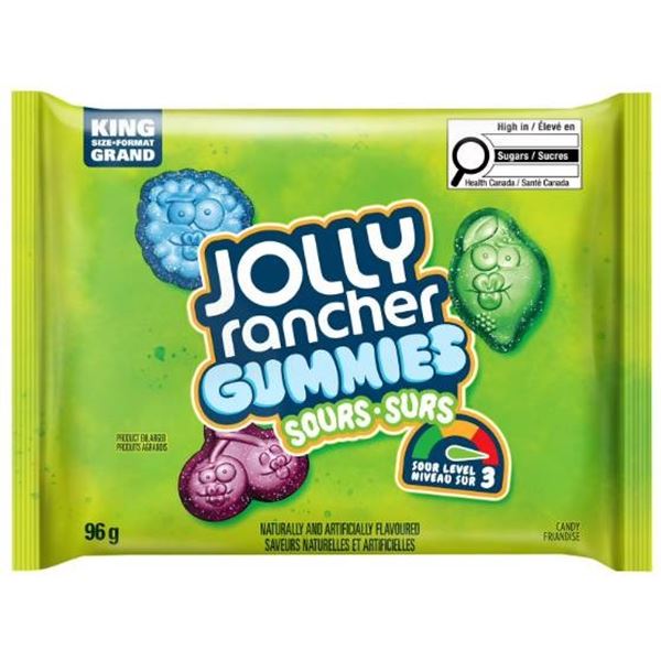 Jolly Rancher Gummies Sours 96g Pack – Case of 12 Units