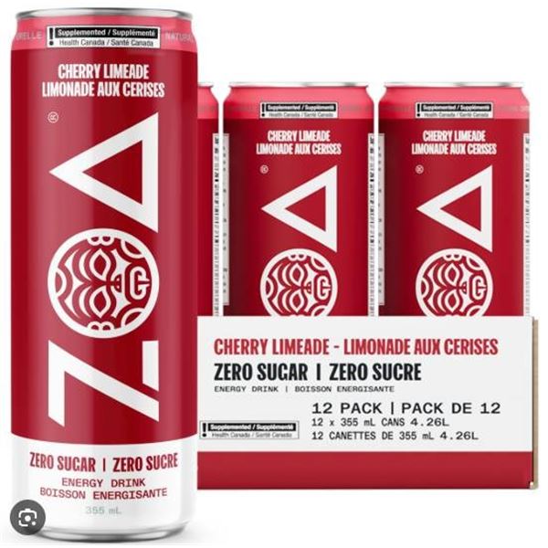 Cherry Limeade Zero Sugar Energy Drink Pack of 12 Cans, 355 mL Each