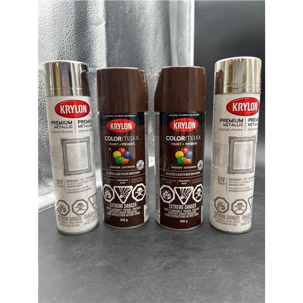 Lot of Krylon ColorMaxx Paint and Primer and Premium Metallic Chrome Spray Paint