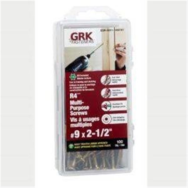 GRK Fasteners R4 Multi-Purpose Screws #9 x 2-1/2 Inch, Qty 100