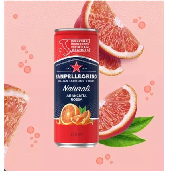 Sanpellegrino Aranciata Rossa Blood Orange Sparkling Beverage, 9x330ml Cans