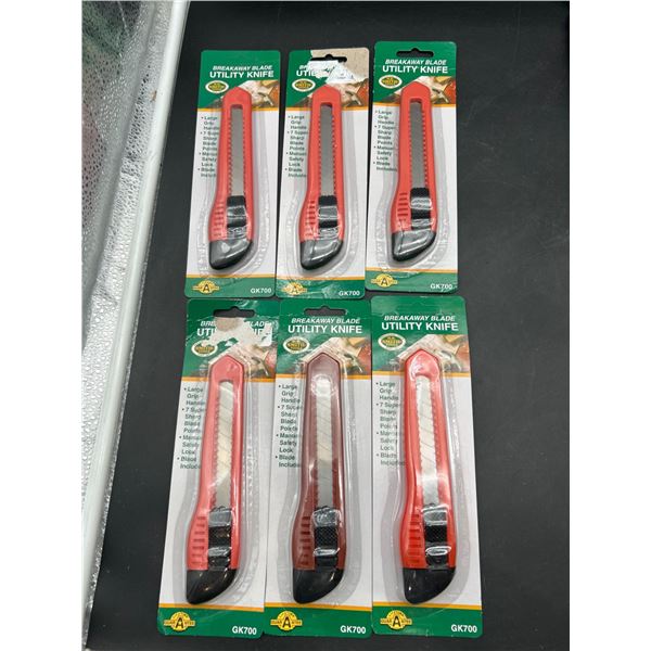 6 GK700 Breakaway Blade Utility Knives with Large Grip Handles