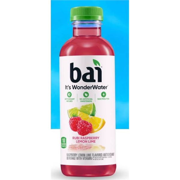 Bai Raspberry Lemon Lime WonderWater Beverage, 12-Pack Bottles x 530ml