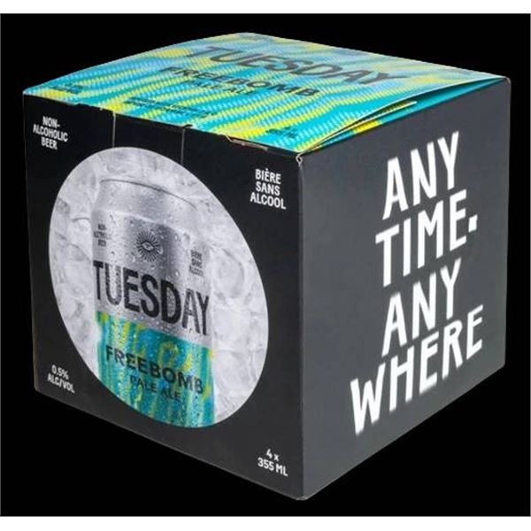 Tuesday Freebomb Pale Ale Non-Alcoholic Beer, 8 x 355ml
