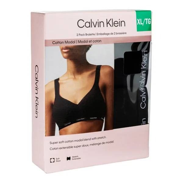 Calvin Klein XL 2-Pack Cotton Modal Blend Bralette in Black