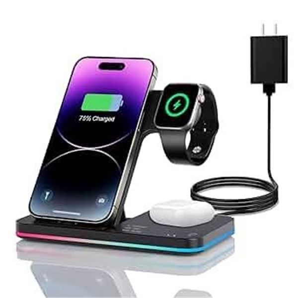 3-in-1 Foldable Wireless Charging Station with Night Light