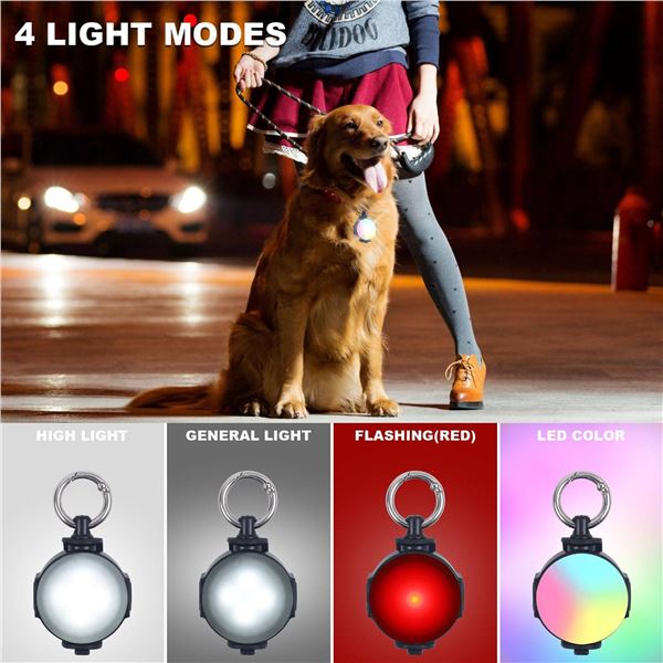 2-Pack LED Dog Collar Lights with 4 Modes, USB Charging Capability