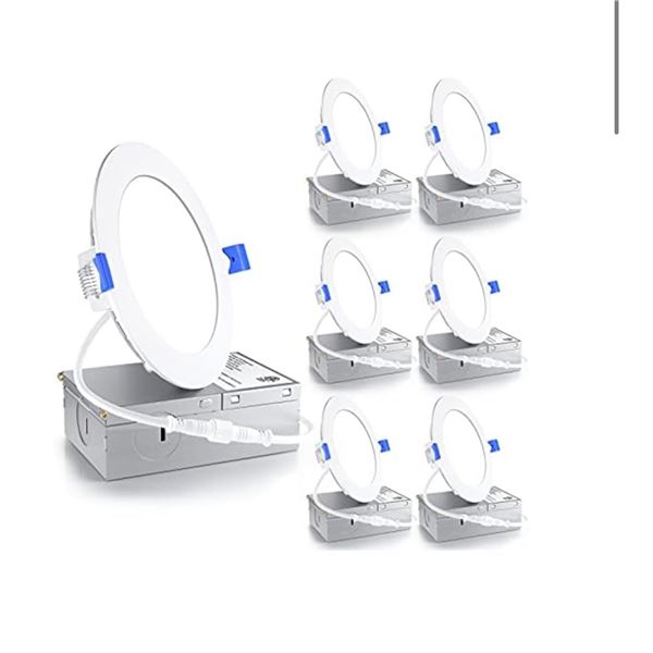 Ensenior 6-Pack 4-Inch Ultra-Thin LED Recessed Ceiling Lights With Junction Box