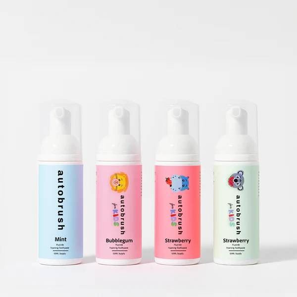Autobrush for Kids Foaming Toothpaste – Mint, Strawberry, and Bubblegum