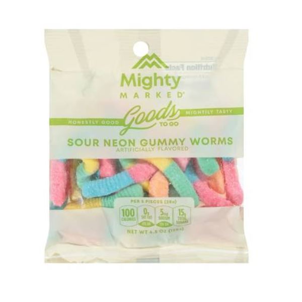 Lot of 8 Mighty Marked Sour Neon Worms Candy Bags, 150g Each