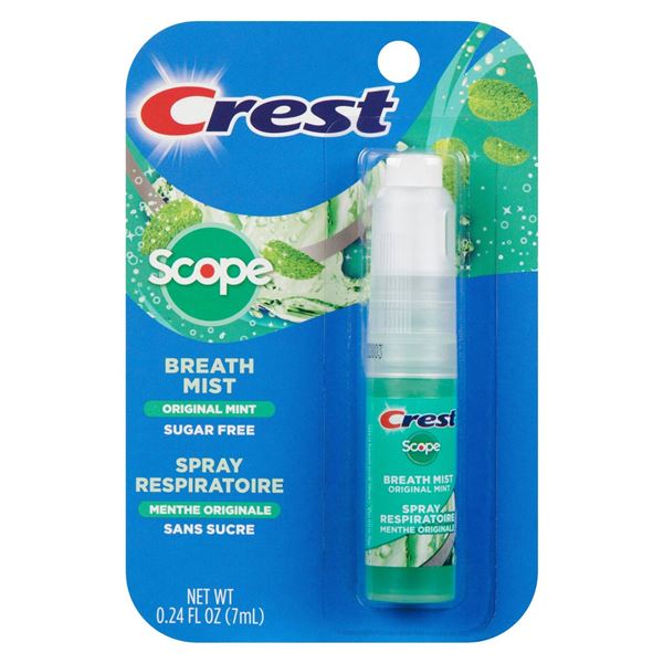 Crest Scope Breath Mist Spray Respiratorie, 0.24 FL OZ (7mL) – Lot of 4