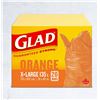 Image 1 : Glad Orange X-Large Garbage Bags, 135L, 20 Bags