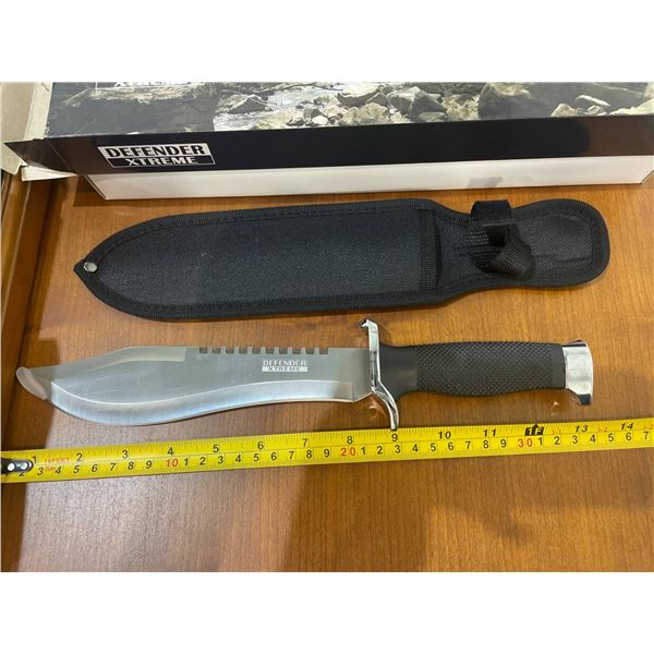 Defender Xtreme Fixed Blade Knife with Sheath and Sawback Edge