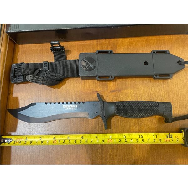 Defender Xtreme Tactical Survival Knife with Sheath and Measuring Tool
