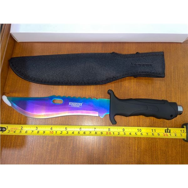 Defender Xtreme Fixed Blade Knife With Sheath And Multi-Color Blade