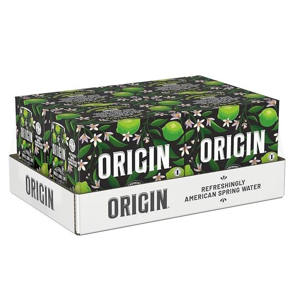 Origin Organic Lime Sparkling Water 355mL Cans, 24-Pack