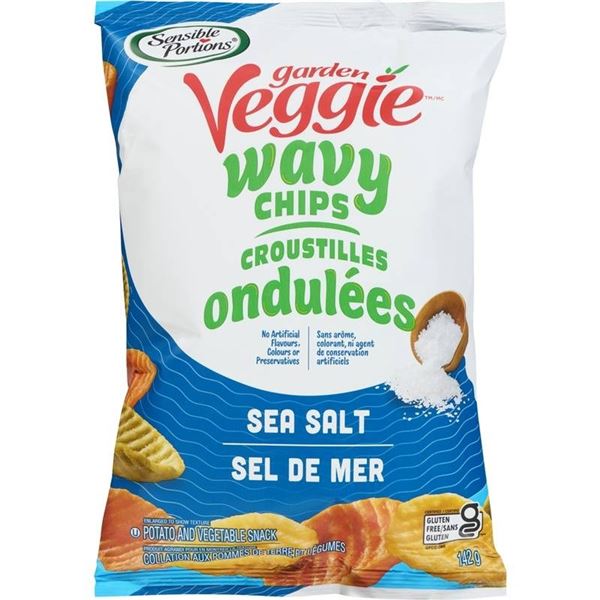Sensible Portions Veggie Chips and Sensible Portions Wavy Veggie Chips, 142g Bags, Case of 12