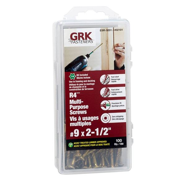 Lot of 5 – 9 X 2 1/2″ R4 GRK SCREW 100 PCS / PKG