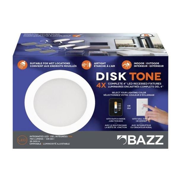 Bazz Disk Tone 4x LED Recessed Fixtures Set for Indoor and Outdoor Use