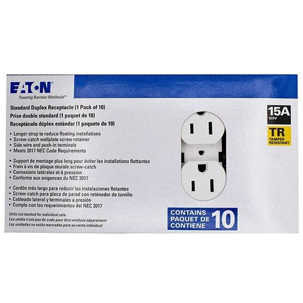 Eaton Standard Duplex Receptacle 15A 125V (Pack of 10)