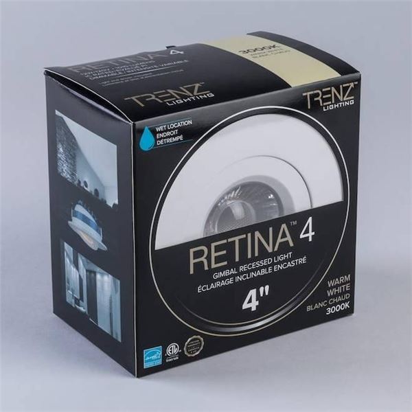 Trenz Lighting Retina 4 Inch Gimbal Recessed Light, Warm White 3000K LOT OF 4