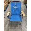 Image 2 : Tommy Bahama Blue Folding Beach Chair with Wood Armrests