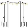 Image 1 : Holiday Styling String Lights Poles 2 Pack for Outdoor Patio,9FT Heavy Duty Metal Black Lighting Sta