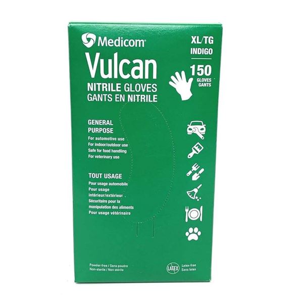 Medicom Vulcan Nitrile Gloves XL Indigo 150 Count