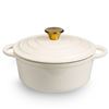 Image 1 : White Cast Iron Dutch Ovens with Brass Knobs, Set of Two
