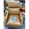 Image 1 : Tan Leather Swivel Pushback Recliner Chair