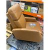 Image 2 : Tan Leather Swivel Pushback Recliner Chair