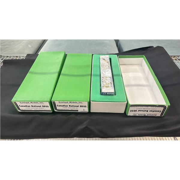(3) AJIN PRECISION MFG. OVERLAND MODELS INC. CANADIAN NATIONAL SD50 HO SCALE MODEL TRAINS