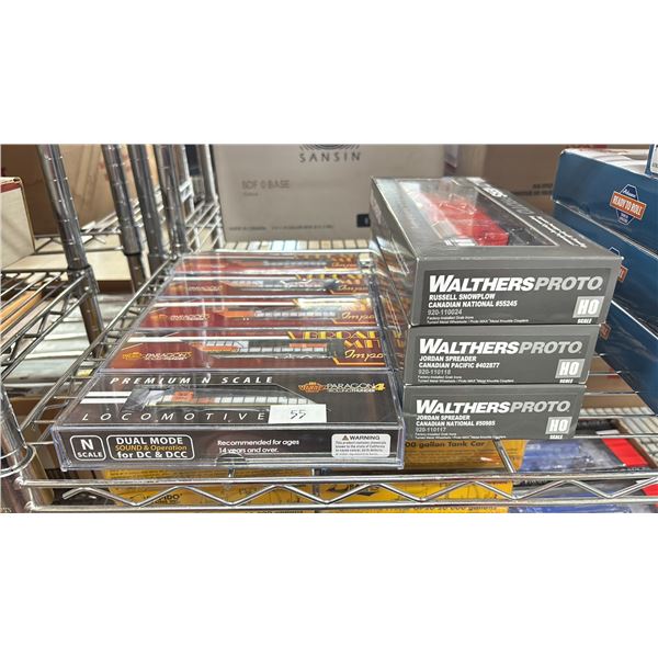 (8) ASSORTED SCALE MODEL TRAINS INCLUDING; WALTHERS PROTO CN RUSSEL SNOWPLOW, BROADWAY LIMITED