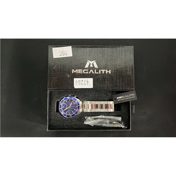 MEGALITH MODEL 1 ONE-TONE WATCH WITH SILVER & BLUE FACE