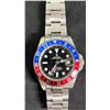 Image 2 : SILVER ONE-TONE ROLEX OYSTER PERPETUAL GMT MASTER II WATCH: BLUE & RED BEZEL - *REPLICA*