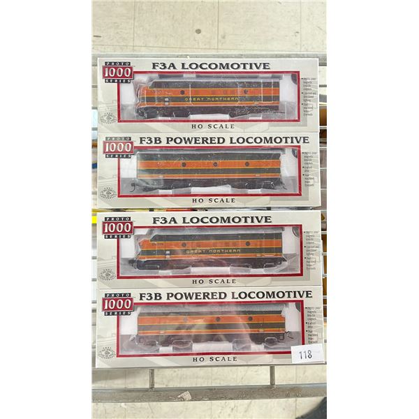 (4) PROTO 1000 SERIES F3B POWERED LOCOMOTIVE HO SCALE MODEL TRAINS