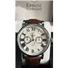 Image 3 : MENS' ERNEST FERDINAND CHRONOGRAPH WATCH WITH LEATHER STRAP: 3ATM WATER RESISTANT