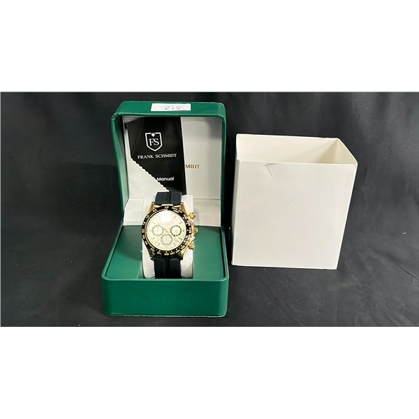MENS FRANK SCHMIDT WATCH WITH HQ RUBBER SPORTS STRAP: MULTI FUNCTION SUB DIALS WITH DATE