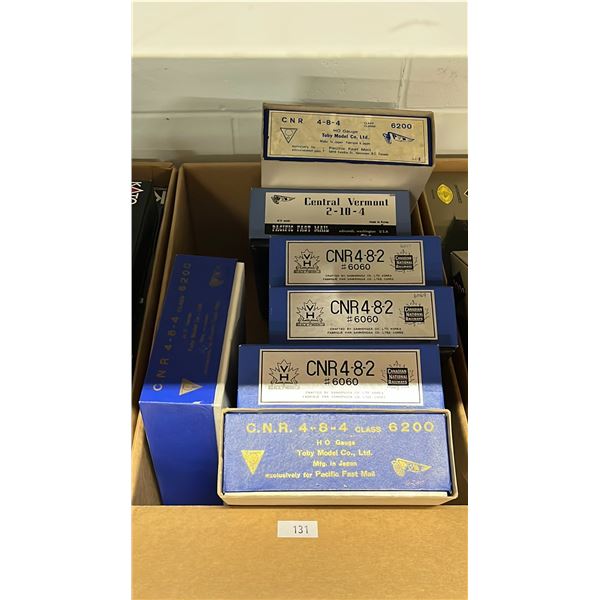 BOX OF CNR HO GAUGE MODEL TRAINS : 4-8-4 6200, 4-8-2 6060 & CENTRAL VERMONT 2-10-4