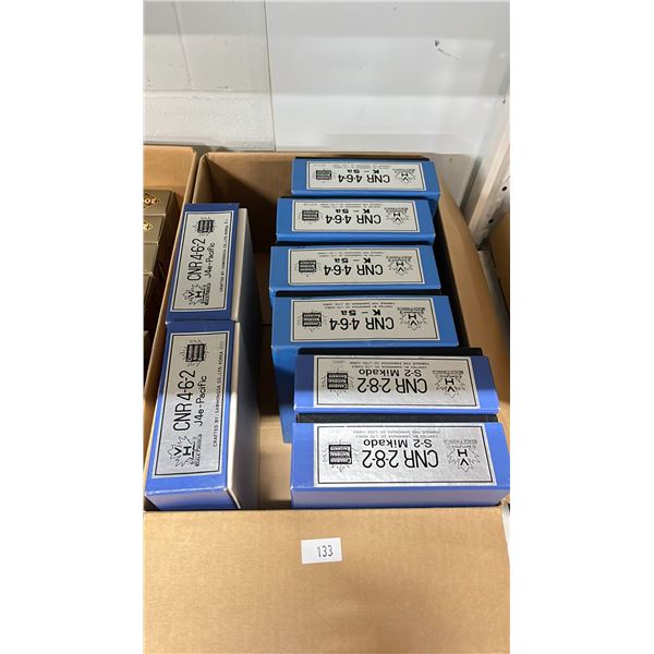 BOX OF CANADIAN NATIONAL RAILWAYS MODEL TRAINS - 4-6-2 J4E-PACIFIC, CNR 2-8-2 S-2 MIKADO & CNR