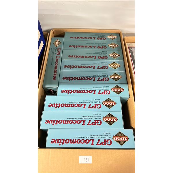 BOX OF ASSORTED LIMITED EDITION PROTO 2000 SERIES GP7 LOCOMOTIVE HO SCALE MODEL TRAINS