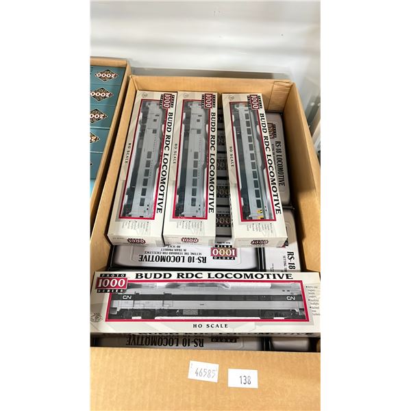 BOX OF ASSORTED PROTO 1000 SERIES BUDD RDC LOCOMOTIVE HO SCALE MODEL TRAINS