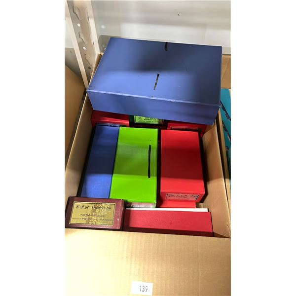 BOX OF ASSORTED CANADIAN PACIFIC RAIL MODEL TRAINS