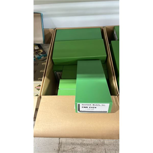 BOX OF ASSORTED OVERLAND MODELS HO SCALE MODEL TRAINS