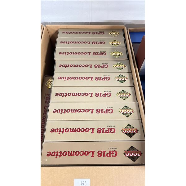 BOX OF ASSORTED PROTO 2000 SERIES GP18 LOCOMOTIVE HO SCALE MODEL TRAINS & (1) PROTO 2000 SERIES FB2