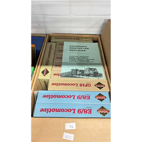 BOX OF PROTO 2000 SERIES E8-9 LOCOMOTIVE & PROTO 2000 SERIES GP18 LOCOMOTIVE HO SCALE MODEL TRAINS