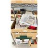 Image 1 : BOX OF ASSORTED ATLAS HO SCALE MODEL TRAINS & MODEL TRAIN SCENIC ACCESSORIES