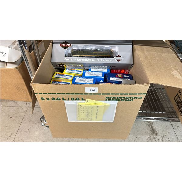 BOX OF ASSORTED HO SCALE MODEL TRAINS