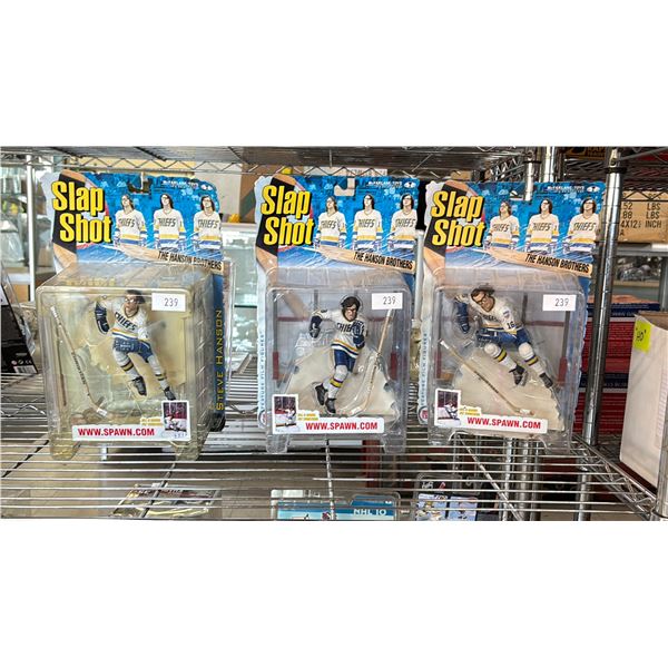 THREE SLAP SHOT THE HANSON BROTHERS ACTION FIGURES