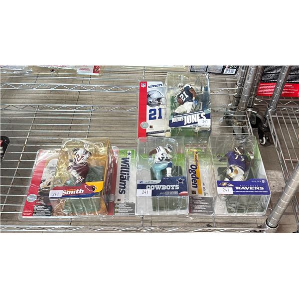NFL ACTION FIGURES - COWBOYS JULIUS JONES, COWBOYS ROY WILLIAMS, RAVENS JONATHAN OGDEN & CARDINALS
